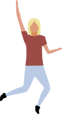 Woman jumping with hand up Illustration
