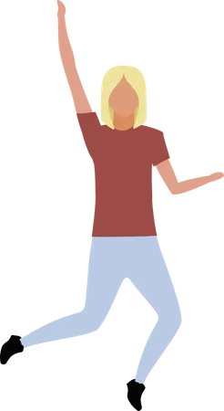 Woman jumping with hand up  Illustration