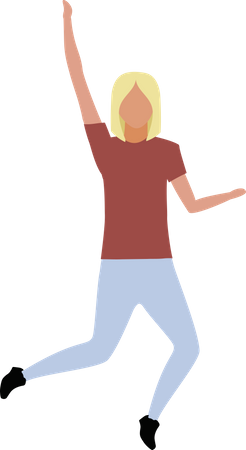 Woman jumping with hand up  Illustration