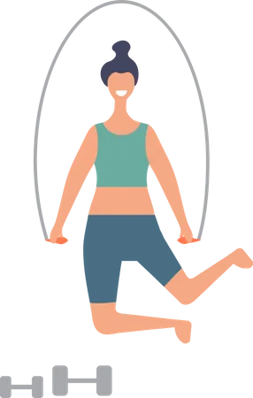 Woman jumping with rope Illustration