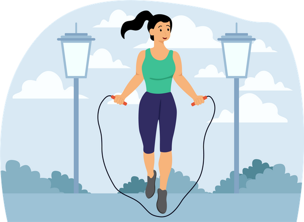 Woman jumping with rope  イラスト