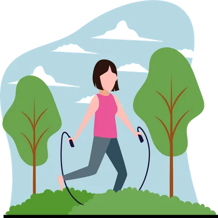 Woman jumping with rope  Illustration