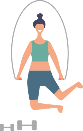 Woman jumping with rope  Illustration