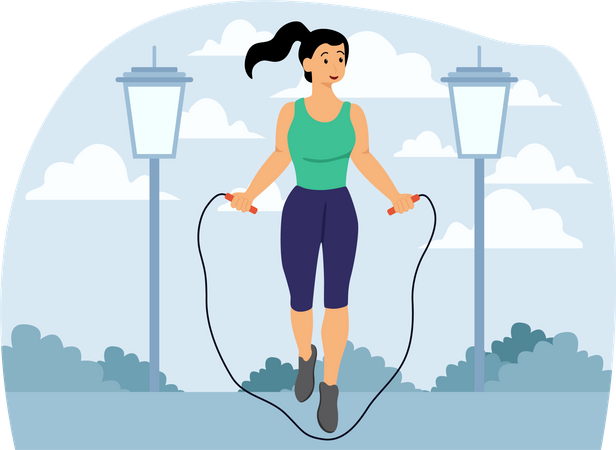 Woman jumping with rope  Illustration