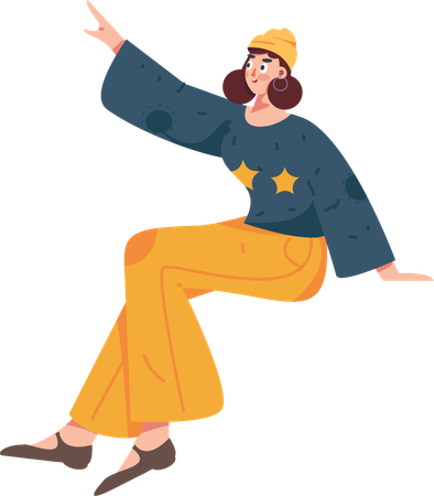 Woman jumps in air  Illustration