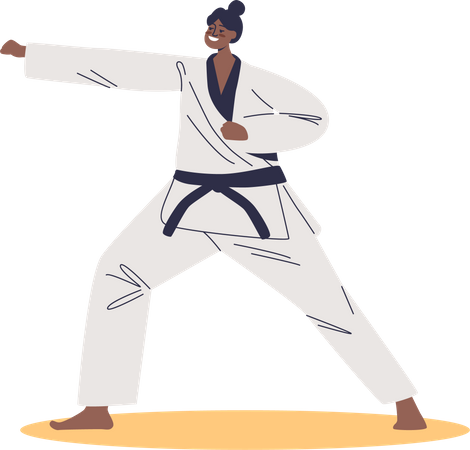Woman karate fighter ready for fight  Illustration