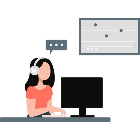 Woman keep humming while working  Illustration