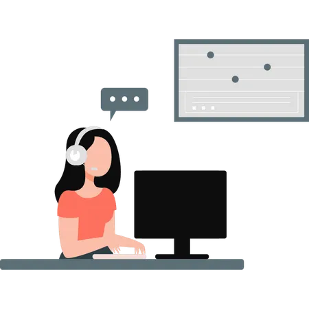 Woman keep humming while working  Illustration