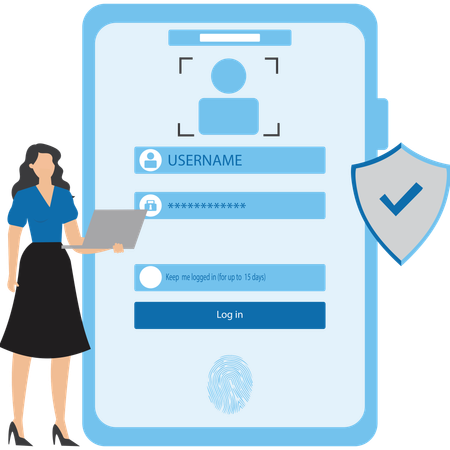 Woman keeping face lock id  Illustration