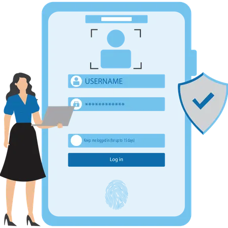 Woman keeping face lock id  Illustration
