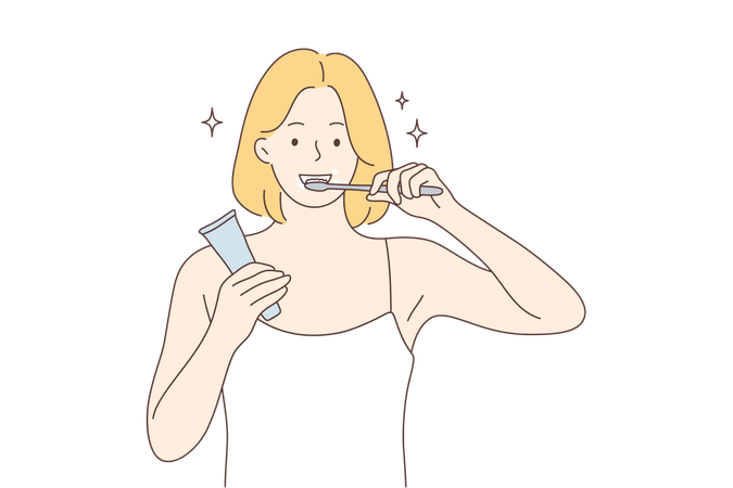 Woman keeps her teeth clean  Illustration