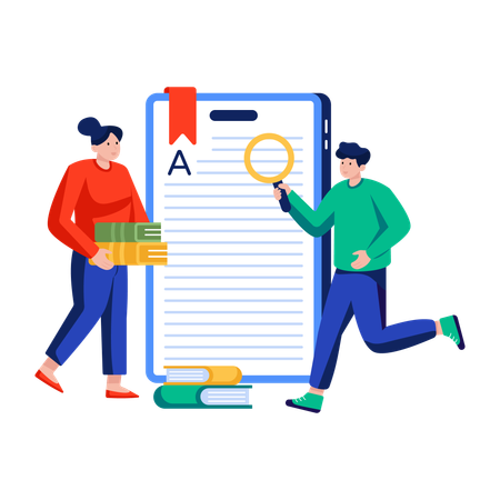 Woman keeps Mobile bookmark  Illustration