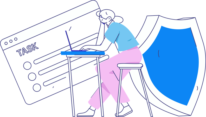 Woman keeps password on task schedules  Illustration