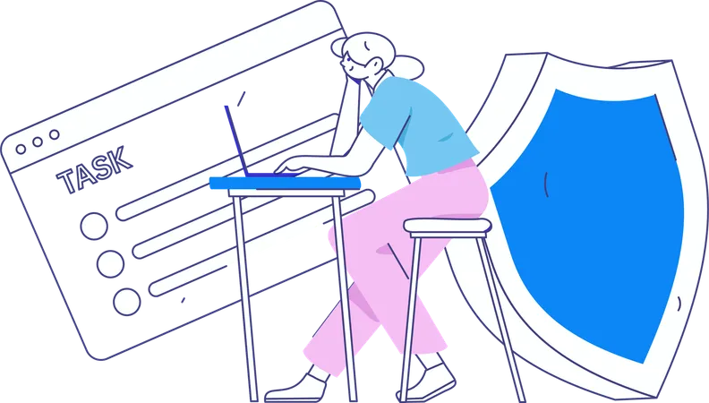 Woman keeps password on task schedules  Illustration