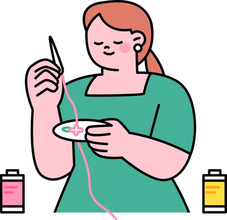 Woman knitting clothes  Illustration