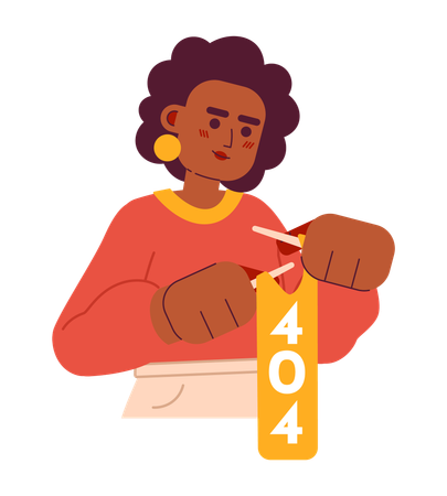 Woman knitting error scarf  Illustration