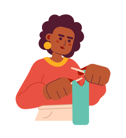 Woman knitting scarf  Illustration