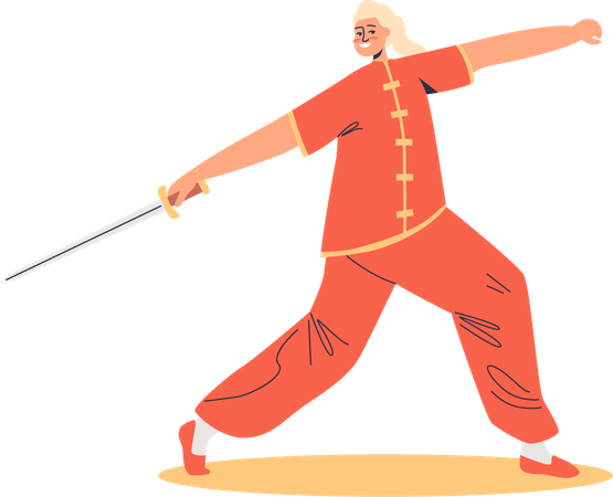 Woman kung fu fighter Illustration