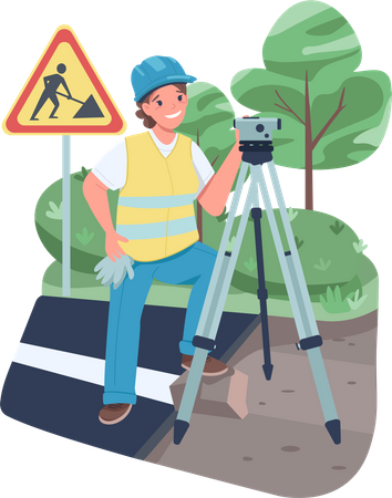 Woman land surveyor  Illustration