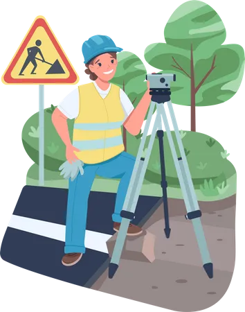 Woman land surveyor  Illustration