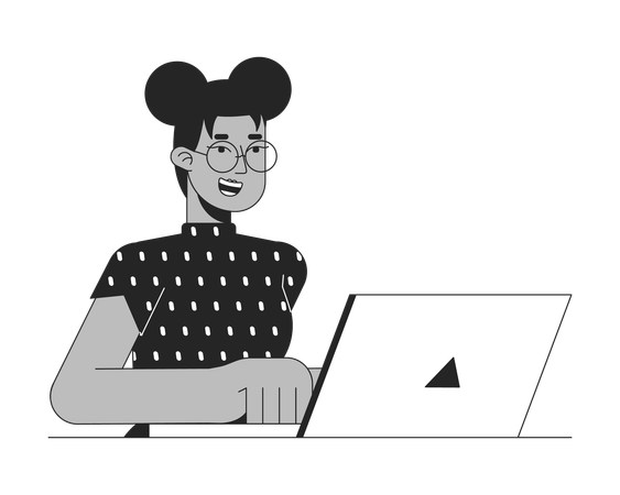 Woman laptop glasses  Illustration