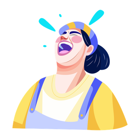 Woman Laughing loudly  Illustration