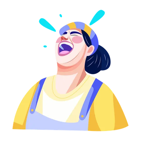 Woman Laughing loudly  Illustration