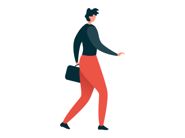 Woman lawyer walking with briefcase Illustration