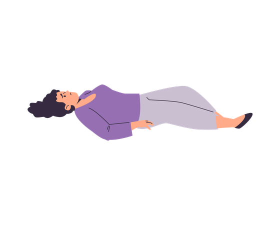 Woman laying on the floor and shaking by epilepsy seizure symptom  Illustration