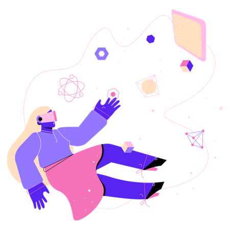 Woman learning in the meta universe Illustration