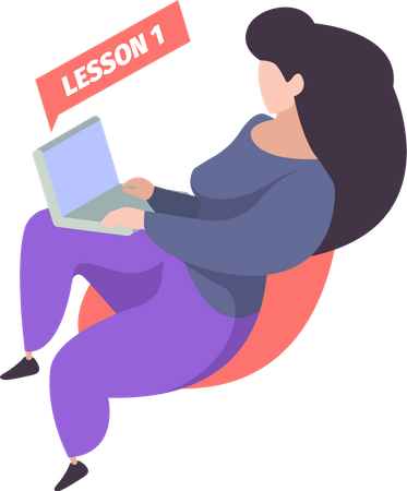 Woman learning online  Illustration