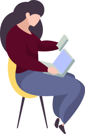 Woman learning online  Illustration