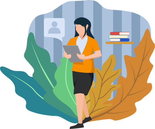 Woman learning online  Illustration