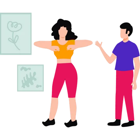 Woman learning to dance  Illustration