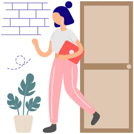 Woman Leaving the Office  Illustration