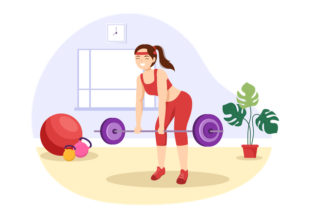 Woman Lifting Barbell  Illustration