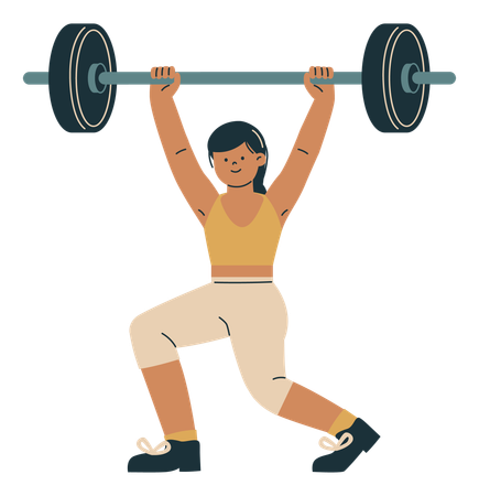 Woman Lifting Barbell  Illustration