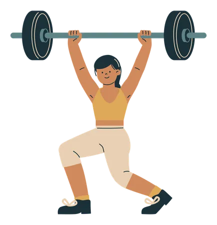 Woman Lifting Barbell  Illustration