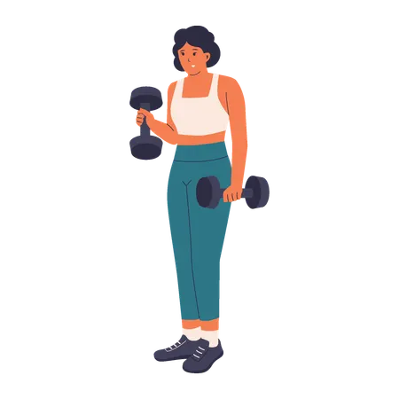 Woman Lifting Dumbbell in Gym  Illustration