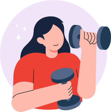 Woman lifting dumbbells  Illustration
