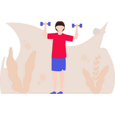 Woman lifting dumbbells Illustration