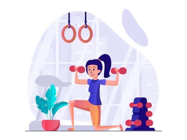 Woman lifting dumbbells  Illustration