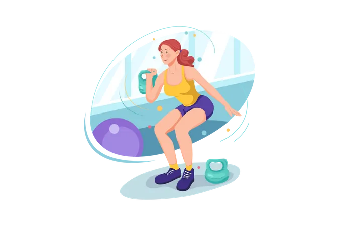 Woman lifting dumbbells  Illustration