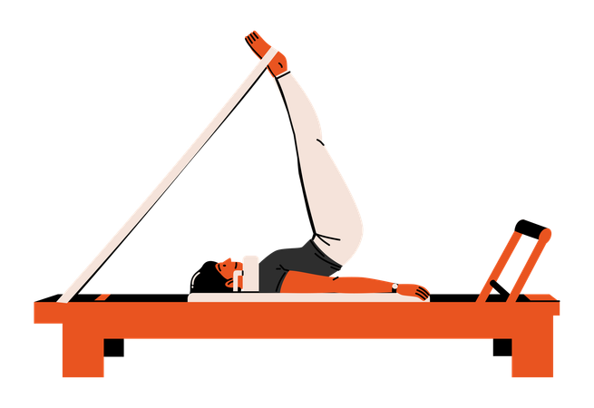 Woman Lifting Legs on Reformer  Illustration