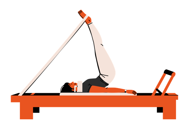 Woman Lifting Legs on Reformer  Illustration
