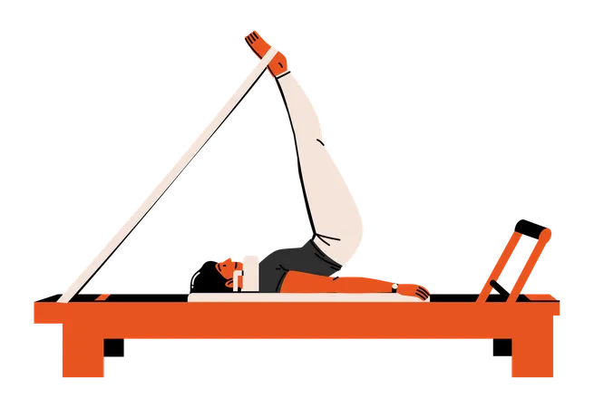 Woman Lifting Legs on Reformer  Illustration