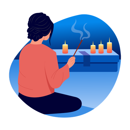 Woman lightning incense stick  Illustration