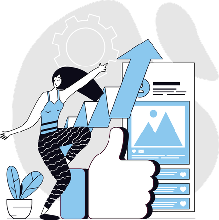 Woman likes post on social media application  Illustration