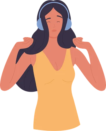 Woman listen music  Illustration