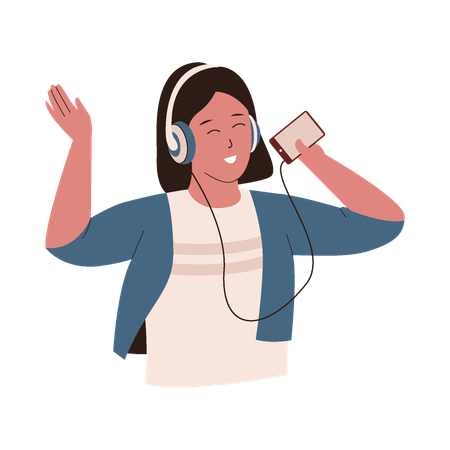 Woman listening music  Illustration